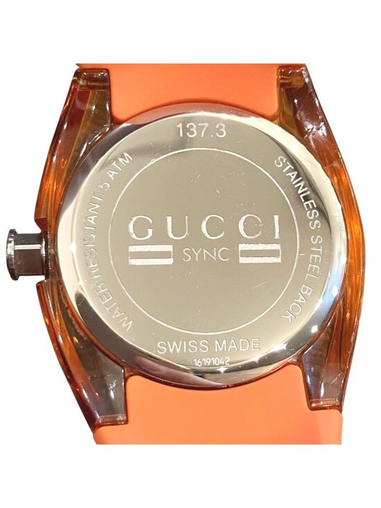 Gucci Sink Watch SS Rubber Quartz Orange Dial 137.3 main image 6